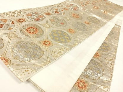 平和屋着物◎六通柄袋帯 天井花丸文 金銀糸 正絹 逸品 AAAO4880wt