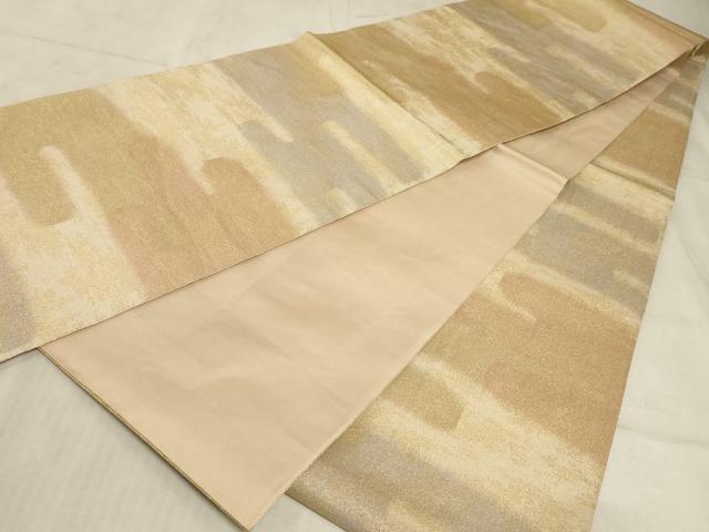 平和屋着物◎全通柄袋帯　霞文　金通し地　正絹　逸品　AAAO5147sx