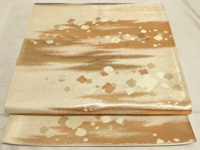 平和屋着物◎六通柄袋帯 彩華美匠錦 霞箔取らし文様 金糸 正絹 逸品 AAAO5156sx