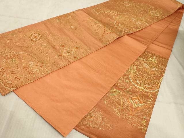 平和屋着物◎六通柄袋帯 唐織 花鳥更紗 金糸 正絹 逸品 AAAO5158sx