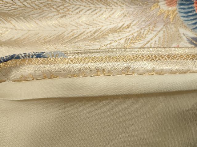 平和屋着物◎六通柄袋帯 唐織 斜格天花鳥文 金糸 正絹 逸品 AAAO5257sx