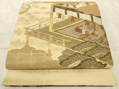平和屋着物◎太鼓柄袋帯　御殿文　正絹　逸品　AAAO5263sx