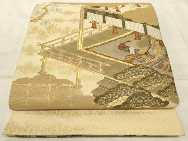平和屋着物◎太鼓柄袋帯　御殿文　正絹　逸品　AAAO5263sx
