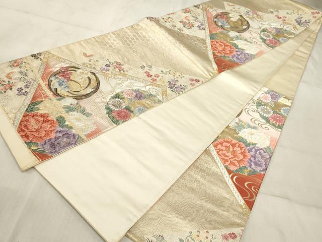 平和屋着物◎六通柄袋帯 唐織 流水花丸文 金銀糸 正絹 逸品 AAAO5302sx