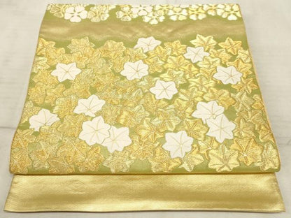 平和屋着物◎太鼓柄袋帯　楓　金糸　正絹　逸品　AAAO5309sx