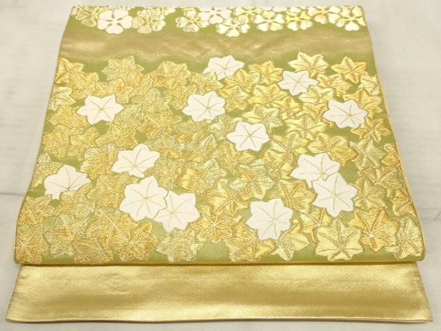 平和屋着物◎太鼓柄袋帯　楓　金糸　正絹　逸品　AAAO5309sx