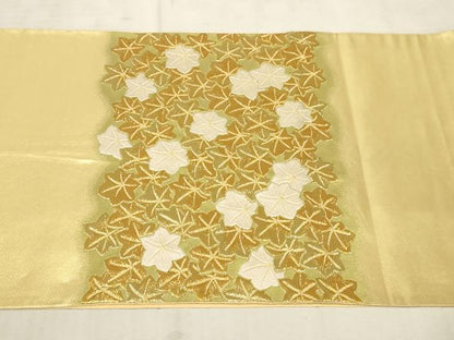 平和屋着物◎太鼓柄袋帯　楓　金糸　正絹　逸品　AAAO5309sx