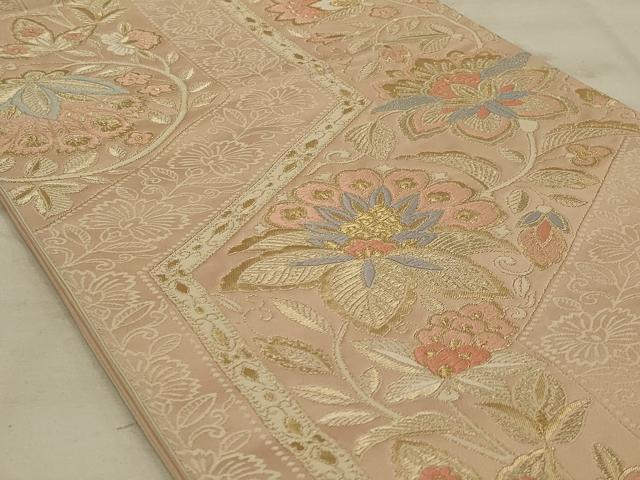 平和屋着物◎六通柄袋帯　唐織　更紗花文　金糸　正絹　逸品　AAAO5465ou