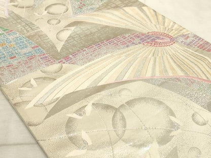 平和屋着物◎六通柄袋帯 唐織 舞蝶文 銀糸 正絹 逸品 AAAO5686sx