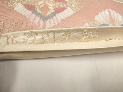 平和屋着物◎六通柄袋帯 比沙門色紙 松皮菱 金糸 正絹 逸品 AAAO6459st