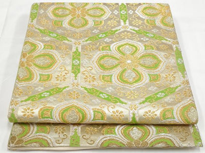 平和屋着物◎六通柄袋帯 正倉院天井花文 金銀糸 正絹 逸品 AAAO6477st