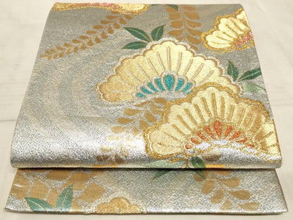 平和屋着物◎六通柄袋帯 流水松文 金銀糸 正絹 逸品 AAAO6690sx