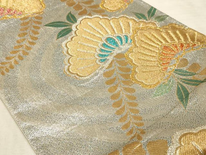 平和屋着物◎六通柄袋帯 流水松文 金銀糸 正絹 逸品 AAAO6690sx