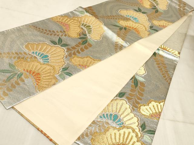 平和屋着物◎六通柄袋帯 流水松文 金銀糸 正絹 逸品 AAAO6690sx
