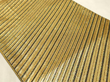 平和屋着物◎六通柄袋帯 斜縞 金糸 正絹 逸品 AAAO6710sx