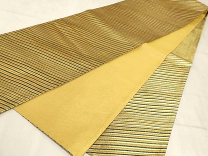 平和屋着物◎六通柄袋帯 斜縞 金糸 正絹 逸品 AAAO6710sx