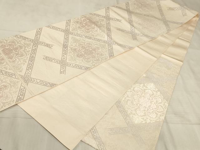平和屋着物◎六通柄袋帯 唐織 天井菱文様 正絹 逸品 AAAO6711sx
