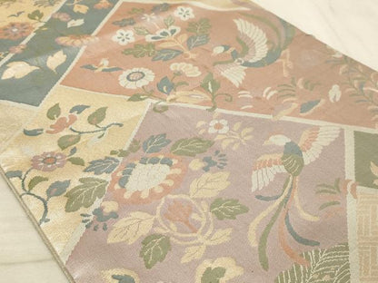 平和屋着物◎六通柄袋帯 檜垣花鳥文 金糸 正絹 逸品 AAAO6733sx