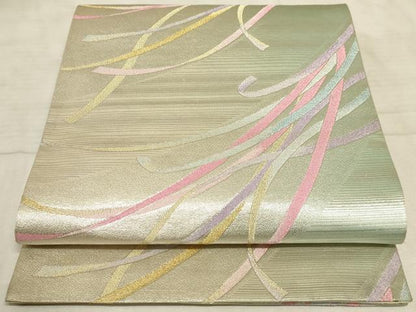 平和屋着物◎六通柄袋帯 紐文 金糸 正絹 逸品 AAAO6737sx