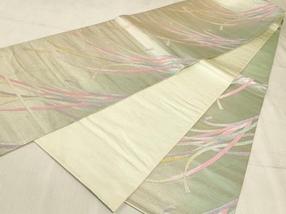 平和屋着物◎六通柄袋帯 紐文 金糸 正絹 逸品 AAAO6737sx