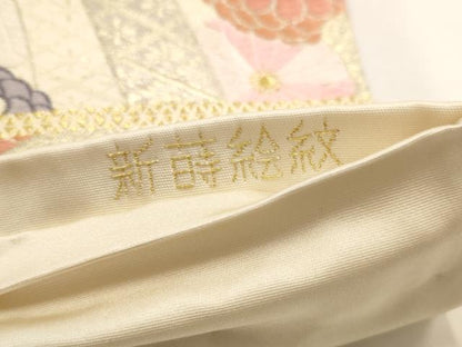平和屋着物◎六通柄袋帯　唐織　新蒔絵紋　束ね熨斗花文　八重菊　金糸　正絹　逸品　AAAO6769st