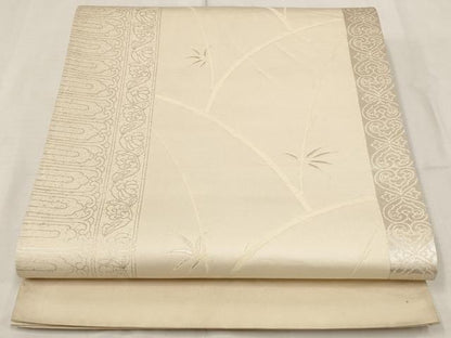 平和屋着物◎西陣 六通柄袋帯 笹竹文 銀糸 正絹 逸品 AAAO6862st
