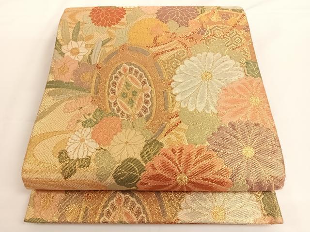 平和屋着物◎本佐賀錦 六通柄袋帯 流水花鼓文 金糸 正絹 逸品 AAAO6928wt