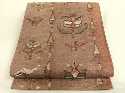 平和屋着物◎六通柄袋帯 秀宝招来文 金糸 正絹 逸品 AAAO6935wt