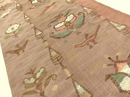 平和屋着物◎六通柄袋帯 秀宝招来文 金糸 正絹 逸品 AAAO6935wt