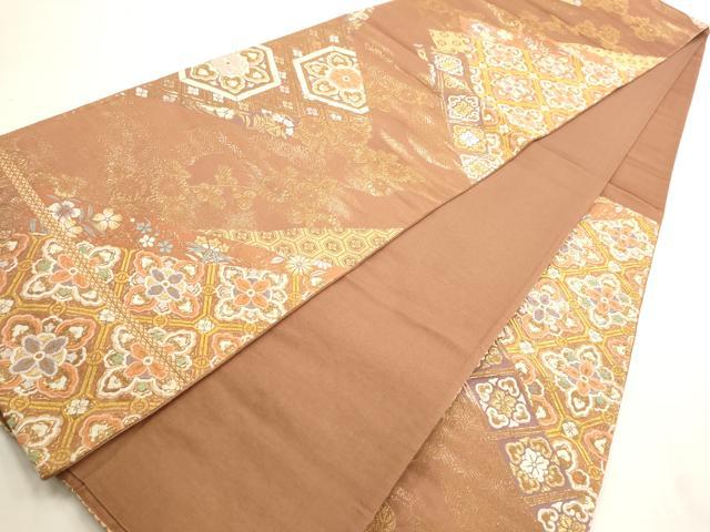 平和屋着物◎六通柄袋帯 吉祥花文 金糸 正絹 逸品 AAAO7391st