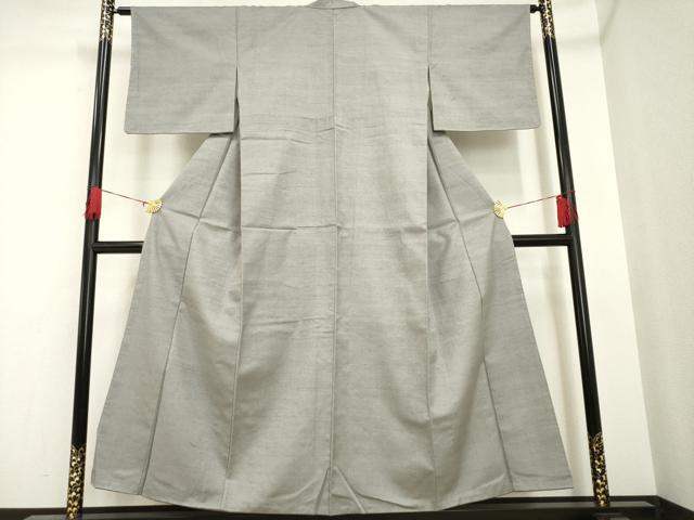 平和屋着物●上質な紬 色無地 煤色 正絹 逸品 AAAO8098ck