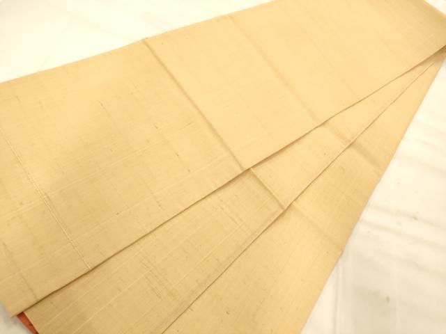平和屋着物◎太鼓柄袋帯 手描き 紬地 流水草花文 正絹 逸品 AAAO8599fw