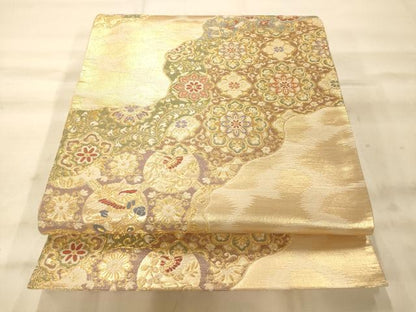 平和屋着物◎六通柄袋帯 唐織 飾彩文様錦 金糸 正絹 逸品 AAAO8609fw