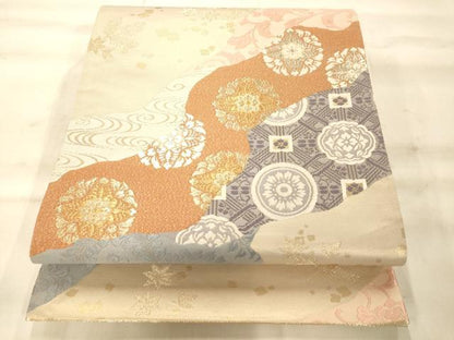 平和屋着物◎六通柄袋帯　唐織　道長正倉院花文　金銀糸　正絹　逸品　AAAO8627fw