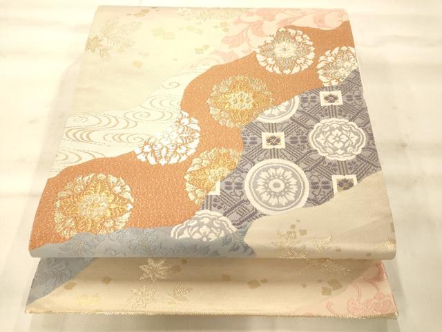平和屋着物◎六通柄袋帯　唐織　道長正倉院花文　金銀糸　正絹　逸品　AAAO8627fw
