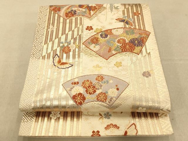 平和屋着物◎佐賀錦　六通柄袋帯　唐織　地紙鳳凰花蝶文　金糸　正絹　逸品　AAAO8639fw