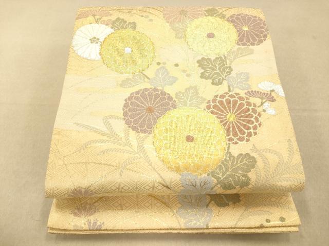 平和屋着物◎佐賀錦 六通柄袋帯 草花文 金銀糸 正絹 逸品 AAAO8652fw