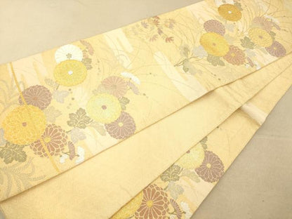 平和屋着物◎佐賀錦 六通柄袋帯 草花文 金銀糸 正絹 逸品 AAAO8652fw