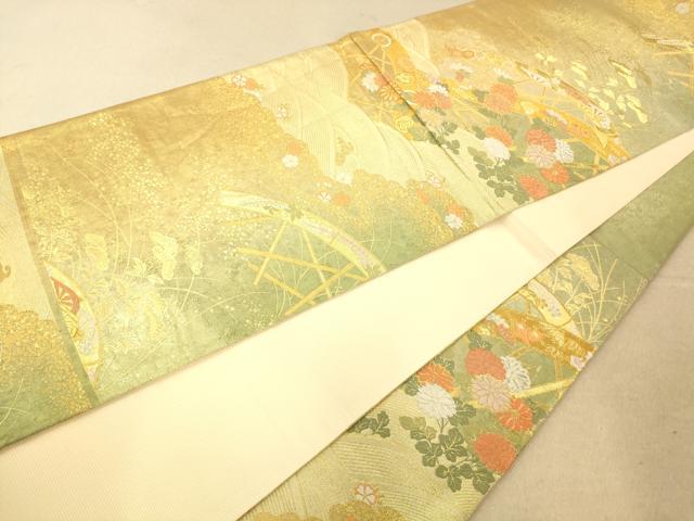 平和屋着物◎六通柄袋帯 唐織 籬草花吉祥文 金銀糸 正絹 逸品 AAAO8672fw