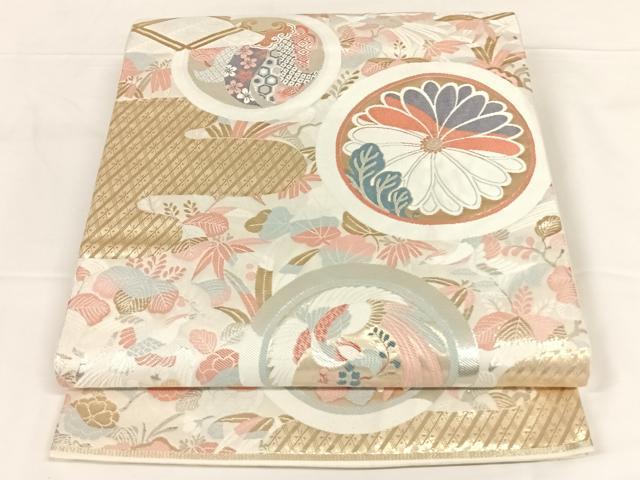 平和屋着物◎六通柄袋帯 吉祥花丸文 金銀糸 正絹 逸品 AAAO8843wt