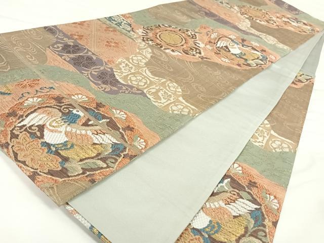 平和屋着物◎六通柄袋帯 道長花鳥文 金糸 正絹 逸品 AAAO8850wt
