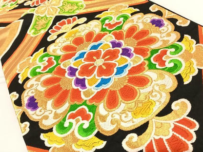 平和屋着物◎六通柄袋帯　唐織　正倉院花文　金糸　正絹　逸品　AAAO8856wt