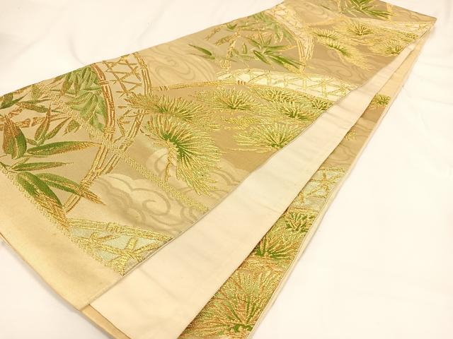 平和屋着物◎六通柄袋帯 唐織 籬松文 金糸 正絹 逸品 AAAO9008ey