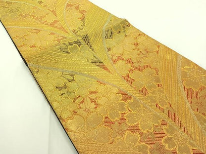 平和屋着物◎六通柄袋帯　舞花文　金糸　正絹　逸品　AAAO9019jh