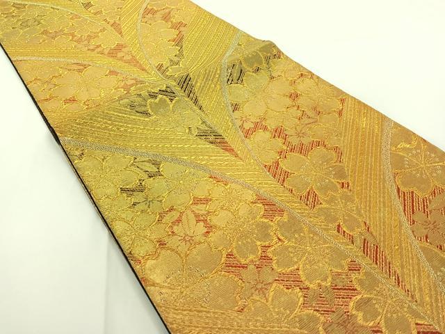 平和屋着物◎六通柄袋帯　舞花文　金糸　正絹　逸品　AAAO9019jh