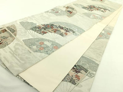 平和屋着物◎六通柄袋帯 唐織 遊飛扇面文 正絹 逸品 AAAO9035jh