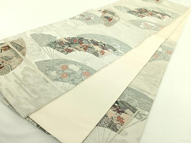 平和屋着物◎六通柄袋帯 唐織 遊飛扇面文 正絹 逸品 AAAO9035jh