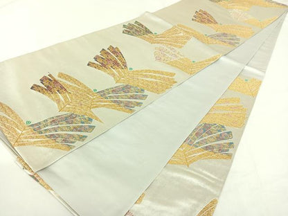平和屋着物◎六通柄袋帯　吉祥花文　金糸　正絹　逸品　AAAO9355jh