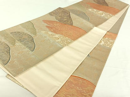 平和屋着物◎六通柄袋帯　連山文　吉祥花鳥文　金銀糸　正絹　逸品　AAAO9409jh