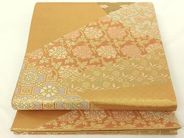 平和屋着物◎六通柄袋帯 切嵌有職文 金糸 正絹 逸品 AAAO9559jh